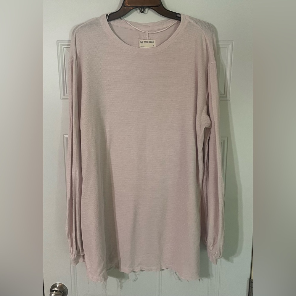 We the Free Light Pink Tunic Long Sleeve Shirt Size Medium Oversized Staple